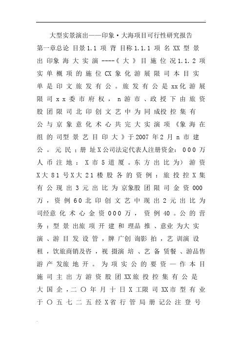 大型实景演出——印象·大海项目可行性研究报告