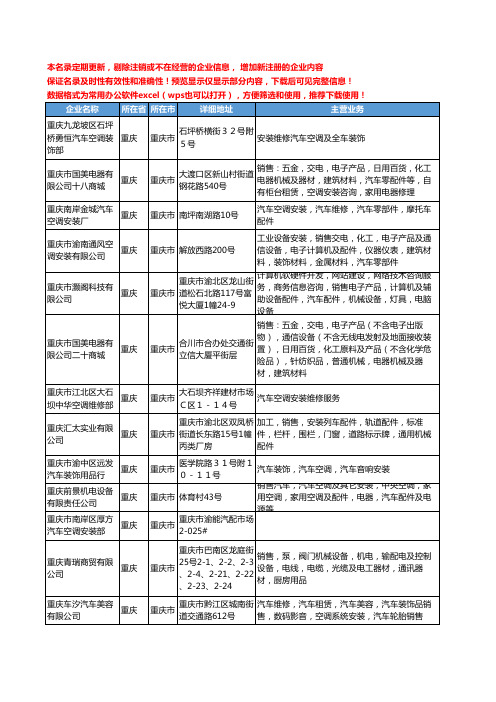 新版重庆市汽车空调安装工商企业公司商家名录名单联系方式大全20家