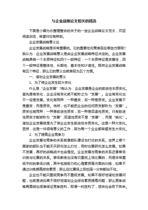 与企业战略论文相关的精选