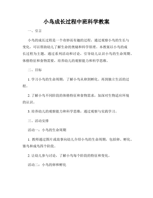 小鸟成长过程中班科学教案