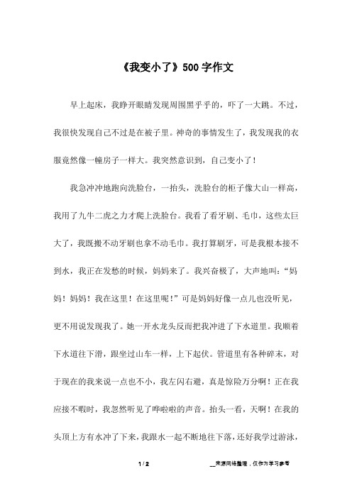 《我变小了》500字作文