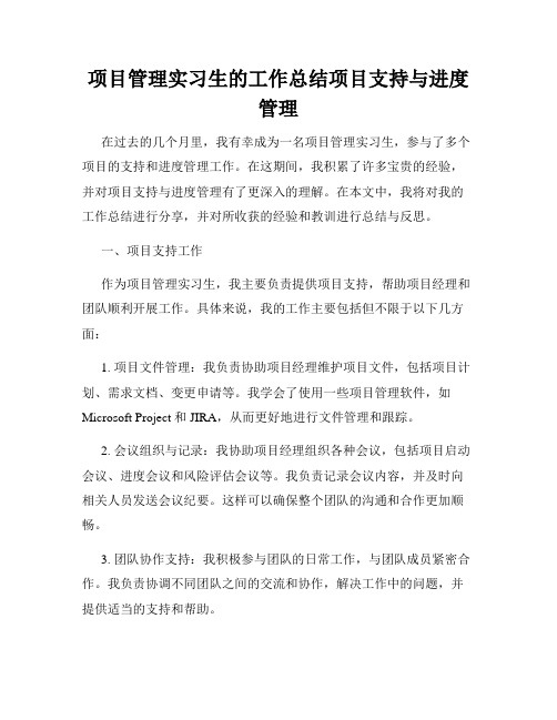 项目管理实习生的工作总结项目支持与进度管理