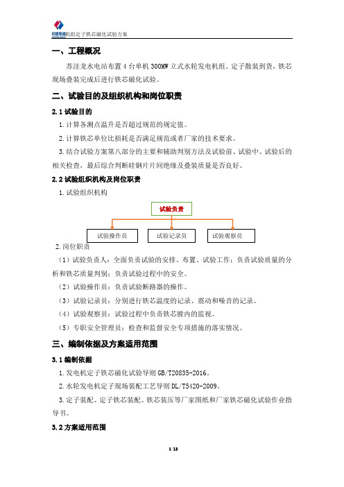 苏洼龙定子铁芯磁化试验方案