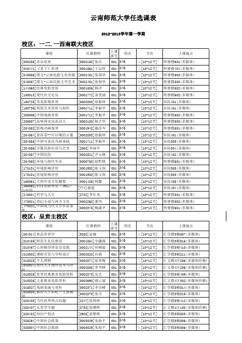 云南师范大学公选课项目表