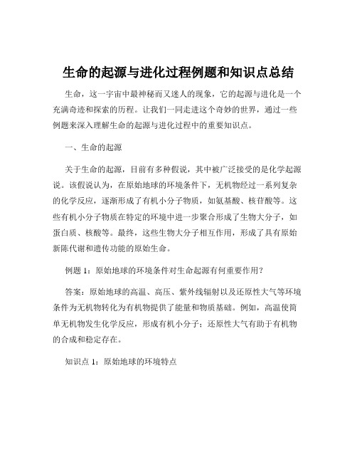 生命的起源与进化过程例题和知识点总结