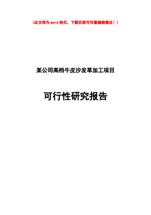 (最新版)某公司高档牛皮沙发革加工项目可行性研究报告