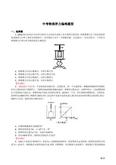 中考浮力偏难题选