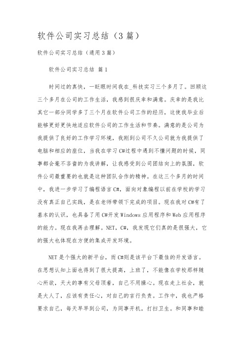 软件公司实习总结(3篇)