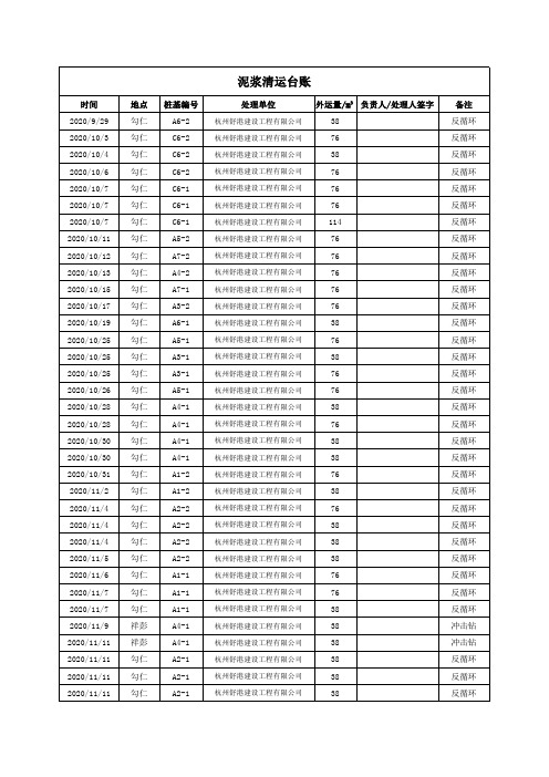 泥浆、渣土清运台账