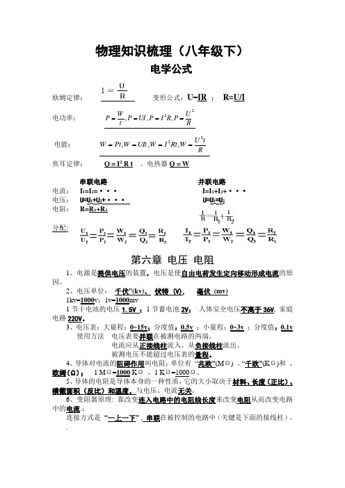 人教版八年级下物理知识梳理