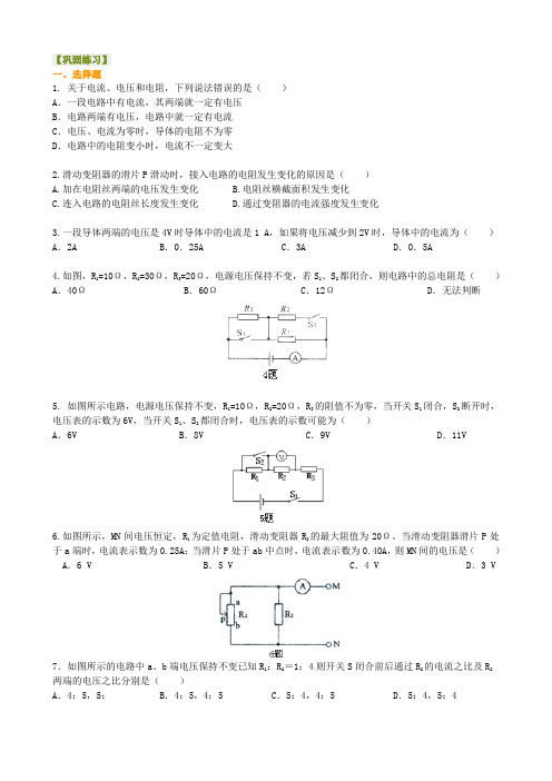 《探究电路》全章复习与巩固(提高) 巩固练习含答案