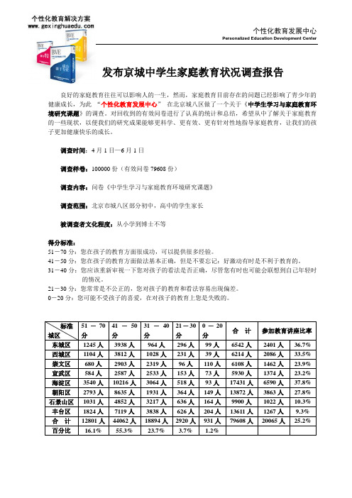 中学生家庭教育状况调查报告