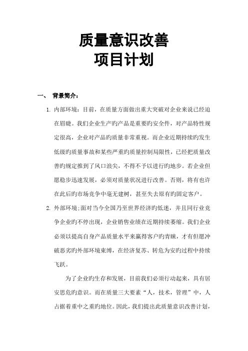 质量意识提升项目计划