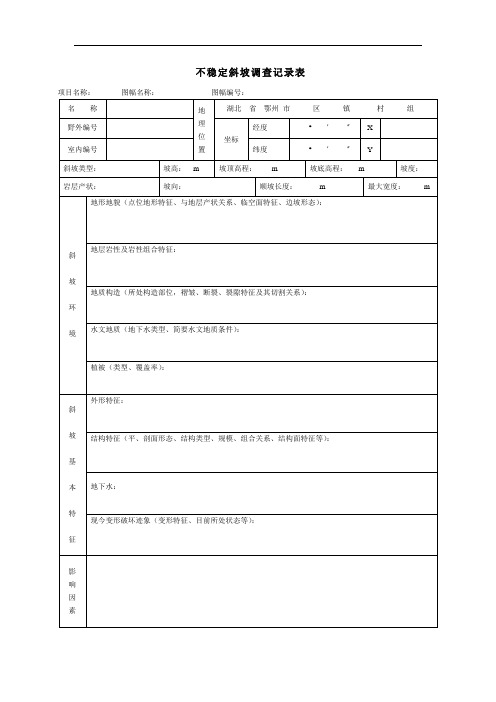 3不稳定斜坡体调查记录表