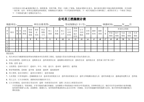 公司员工档案统计表