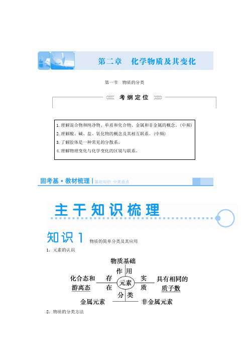 2019届高考化学(新课标)一轮复习讲义：物质的分类(含解析)
