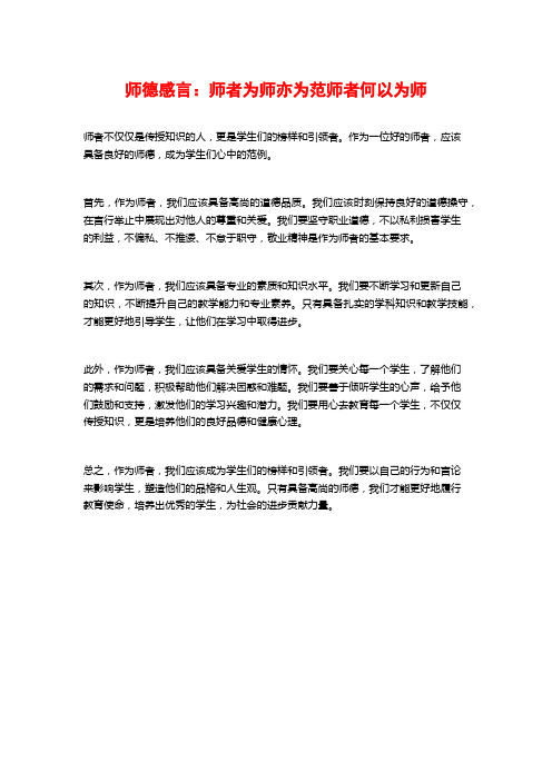 师德感言：师者为师亦为范师者何以为师