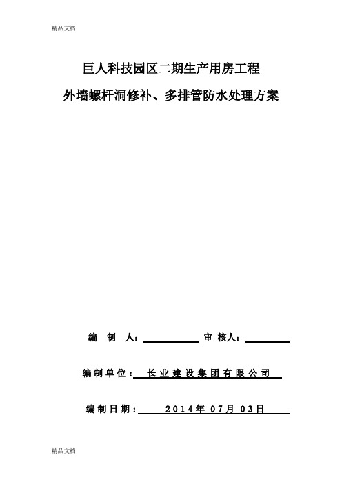 外墙螺杆洞修补方案资料