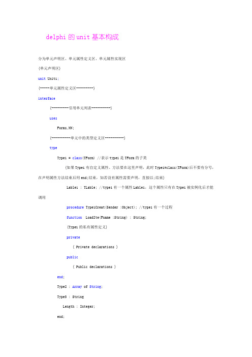 delphi的unit基本构成