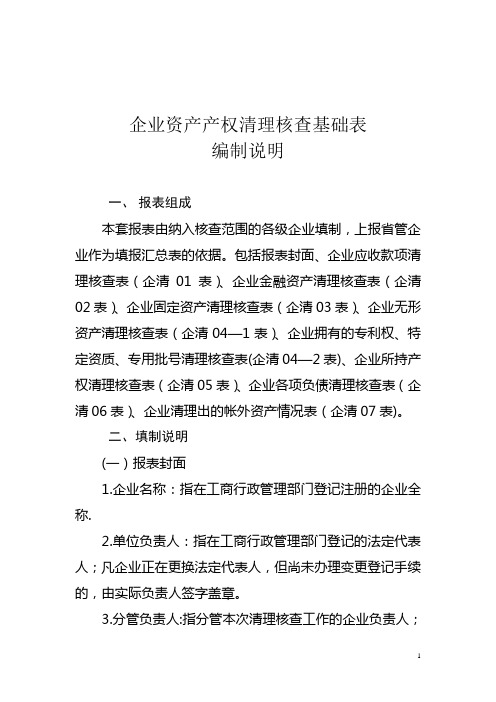 企业资产产权清理核查基础表