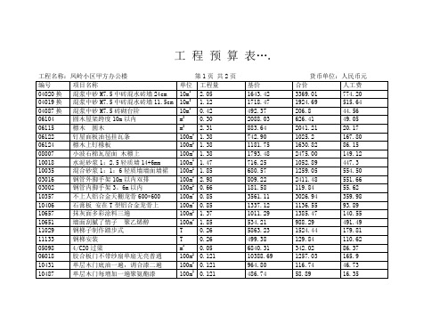 工程预算表甲方办公楼