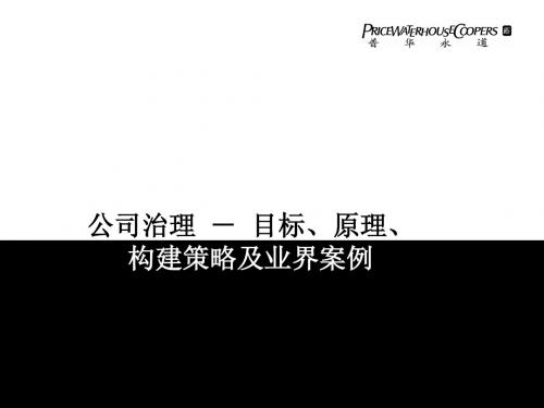 公司治理 - 目标、原理、构建策略及业界案例