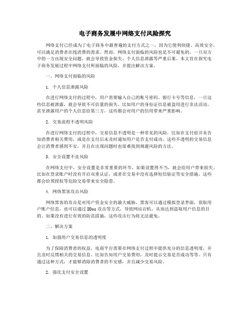 电子商务发展中网络支付风险探究