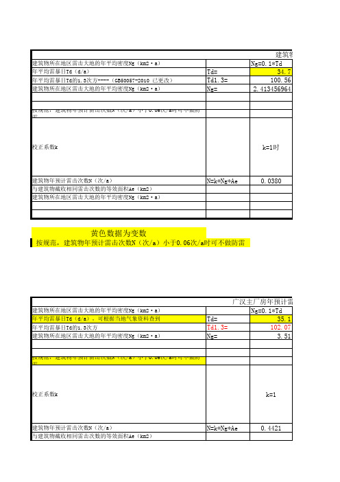 防雷接地高度计算表