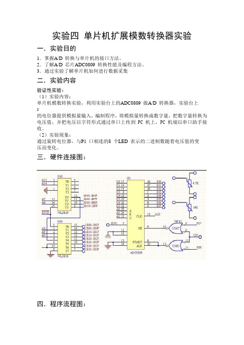 单片机扩展模数转换器实验报告