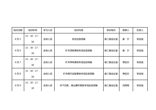 应急救援计划表格