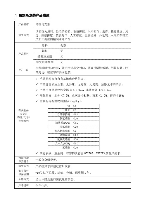 茶类HACCP计划书