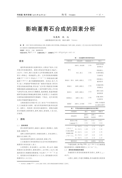 影响堇青石合成的因素分析