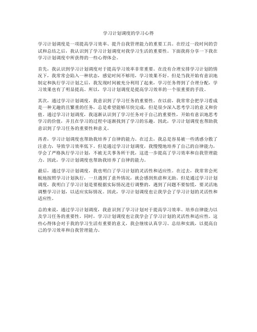 学习计划调度的学习心得