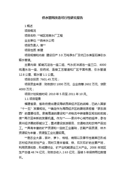 供水管网改造可行性研究报告