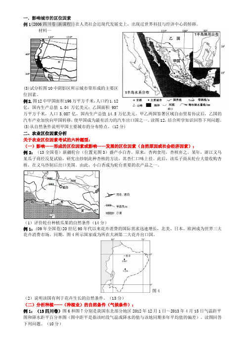 人文地理答题模板学生版