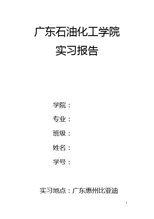 惠州比亚迪实习报告