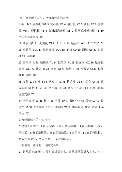 建筑图纸上所有符号字母所代表的含义