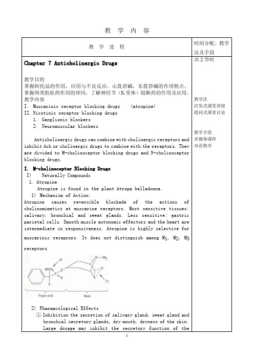 第七章胆碱受体阻断药