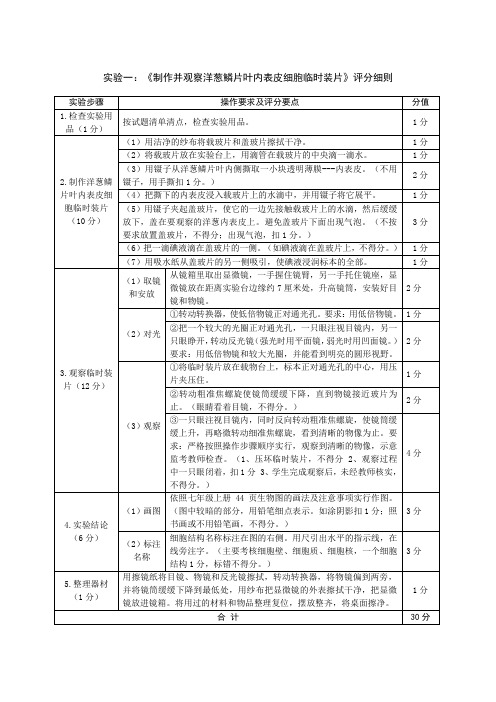 生物实验评分细则