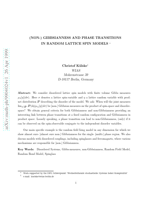 (Non-) Gibbsianness and phase transitions in random lattice spin models