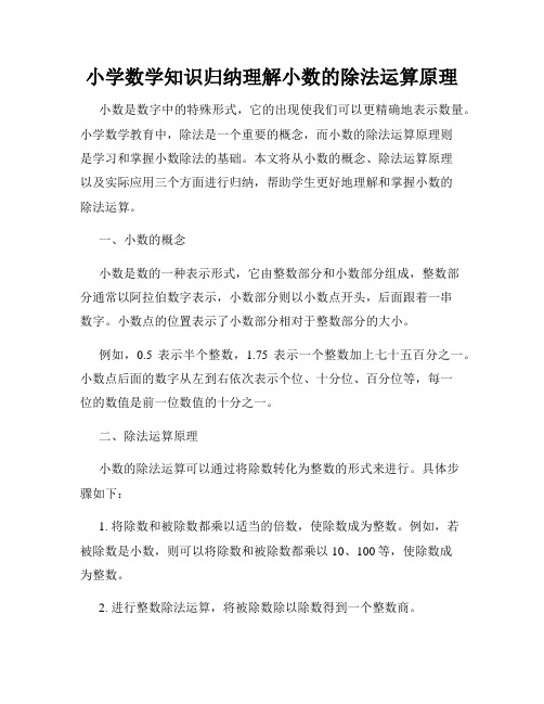 小学数学知识归纳理解小数的除法运算原理