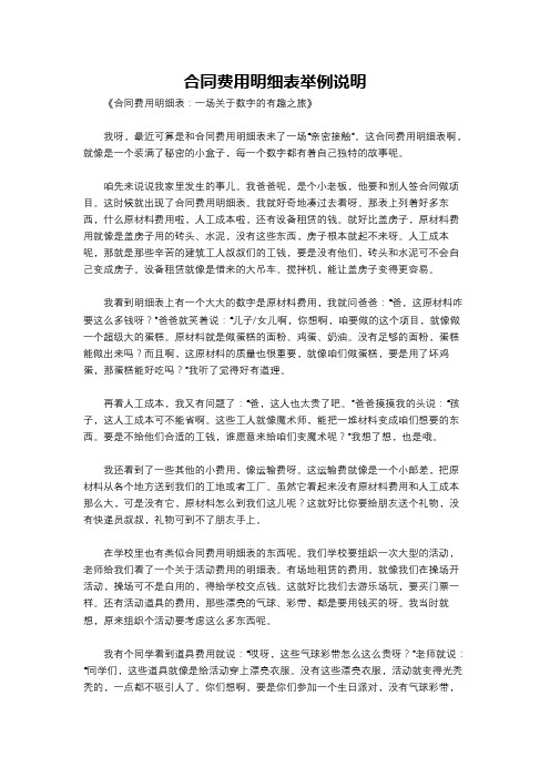 合同费用明细表举例说明