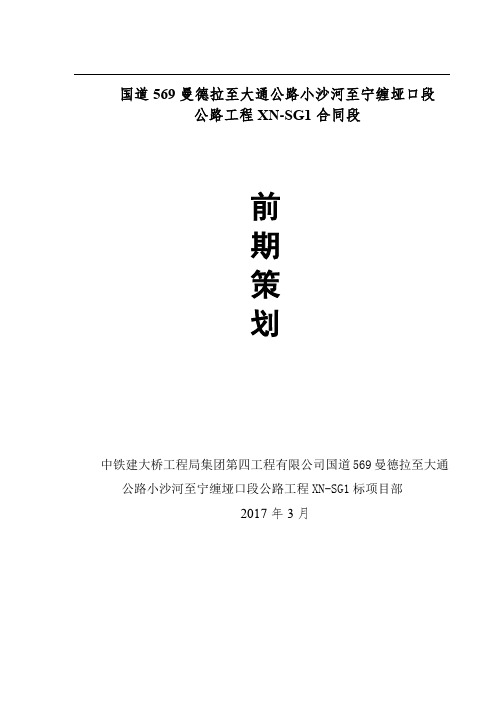 国道569曼德拉至大通公路小沙河至宁缠垭口段前期策划20170308