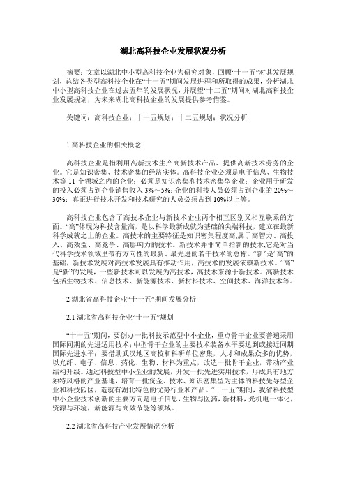 湖北高科技企业发展状况分析