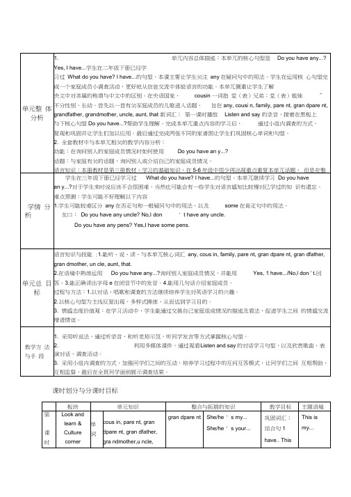 沪教版四年级上学期英语Unit4Doyouhaveanycousin教案