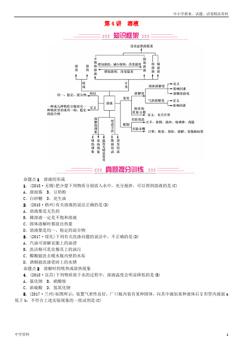 中考化学复习主题一身边的化学物质第4讲溶液专题练习