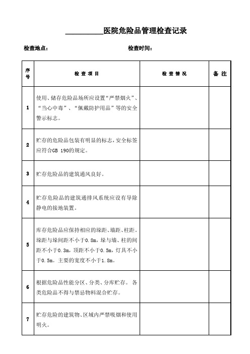 医院危险品管理检查记录