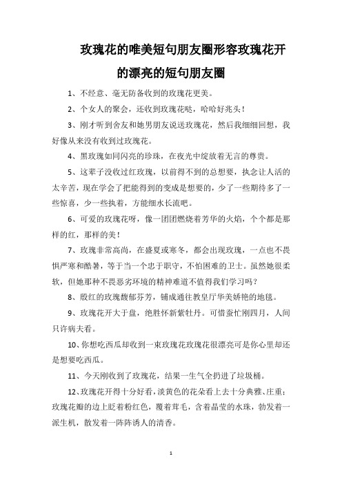 玫瑰花的唯美短句朋友圈形容玫瑰花开的漂亮的短句朋友圈