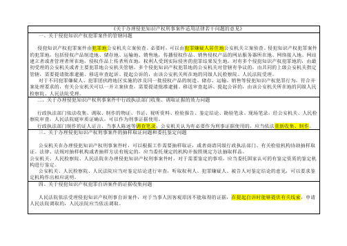 关于办理侵犯知识产权刑事案件适用法律若干问题的意见 详细解读