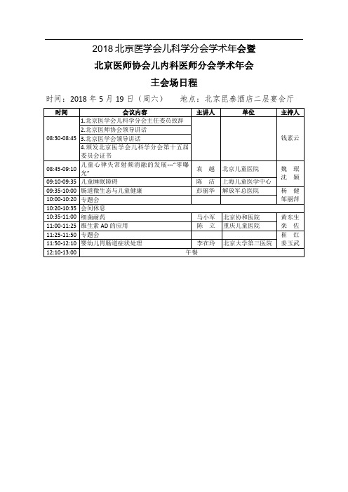 北京医学会儿科学分会学术年会暨